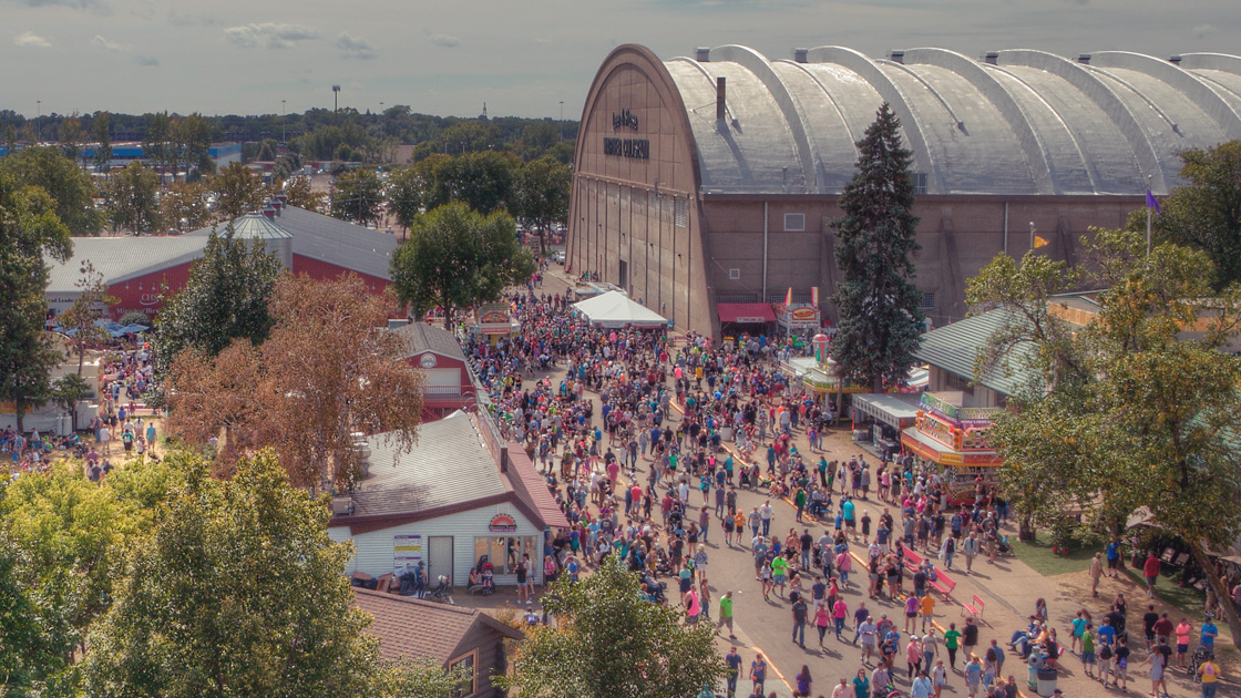 Aerial photo of crowds at Minnesota State Fair