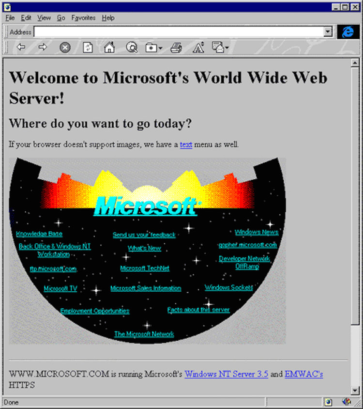 Microsoft's First Website