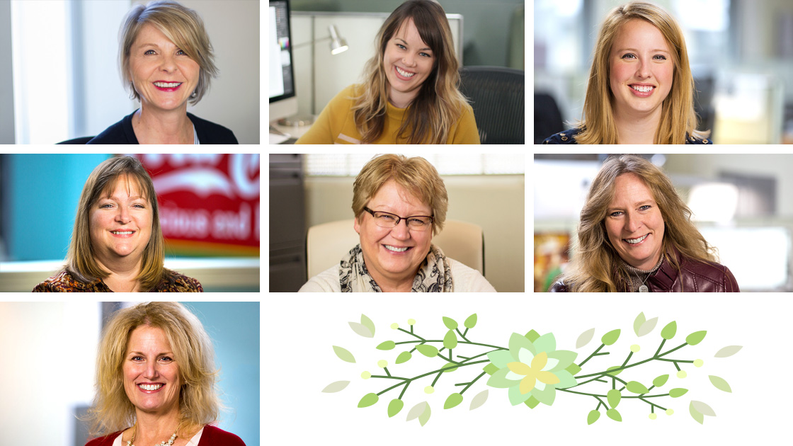 Photo collage of the moms of DKY: Holly Donato, Naomi Long, Heidi Pfau, Lori Sjoquist, Debra Vergin, Val Waligoski, and Audrey Wilcox, celebrating Mother's Day