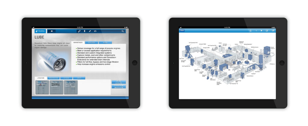 Donaldson ipad app screen mockups