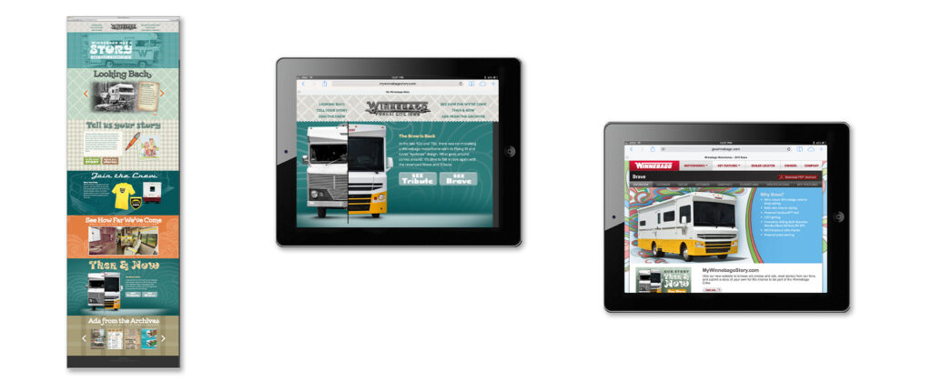 Winnebago Brave desktop website and ipad website mockup