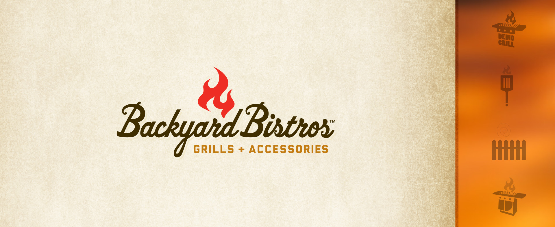 Backyard Bistro logo and barbeque illustrations