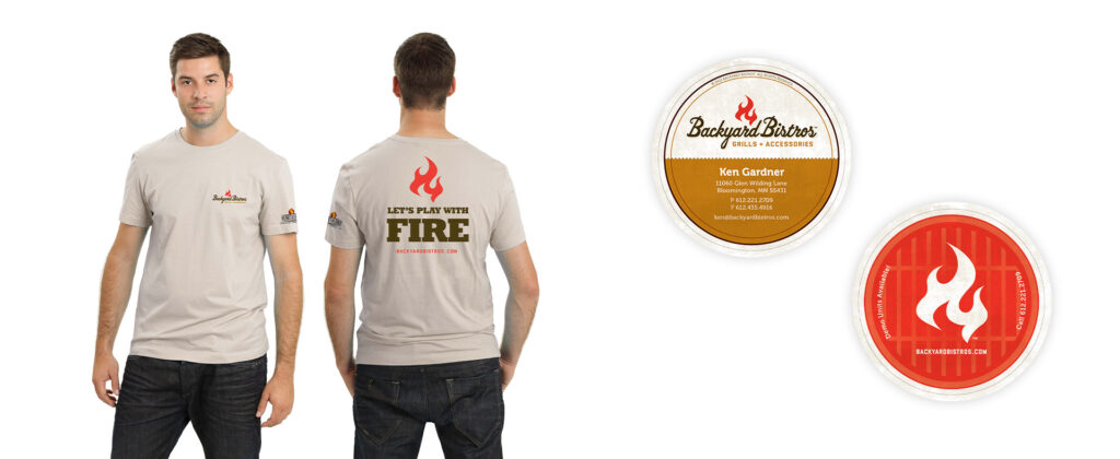 Backyard Bistros t-shirt and coaster mockup