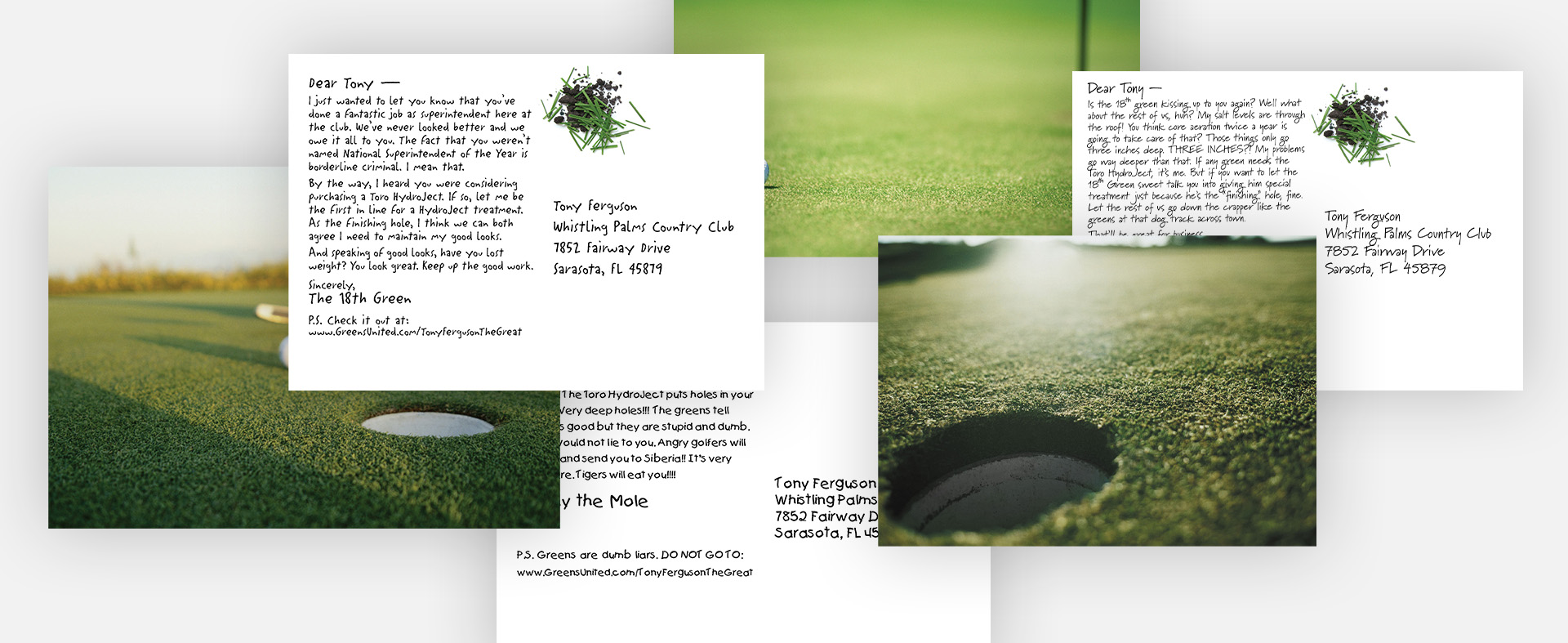 collage of Toro HydroJect postcards