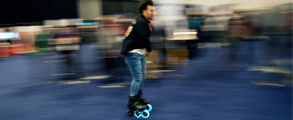 Man rolling on electric skates